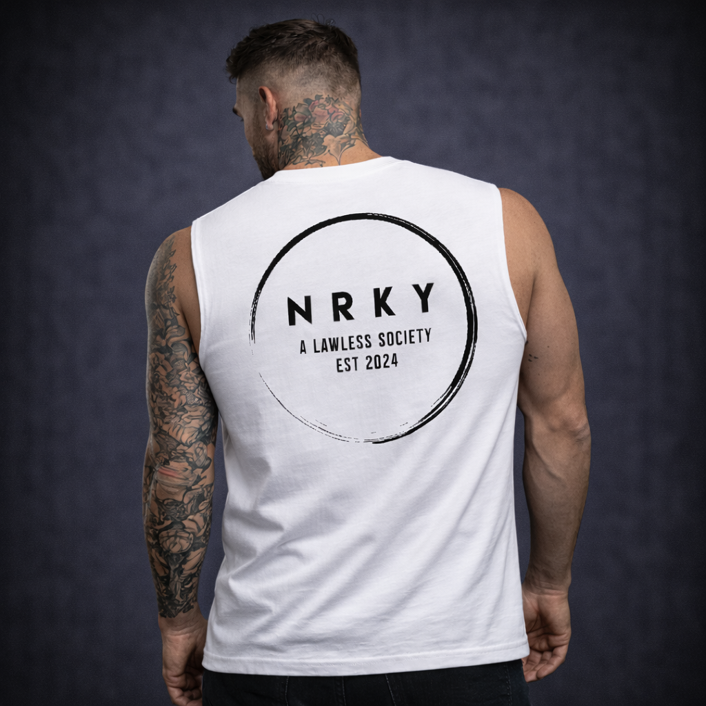 Men's Mayhem Tank - Black on White