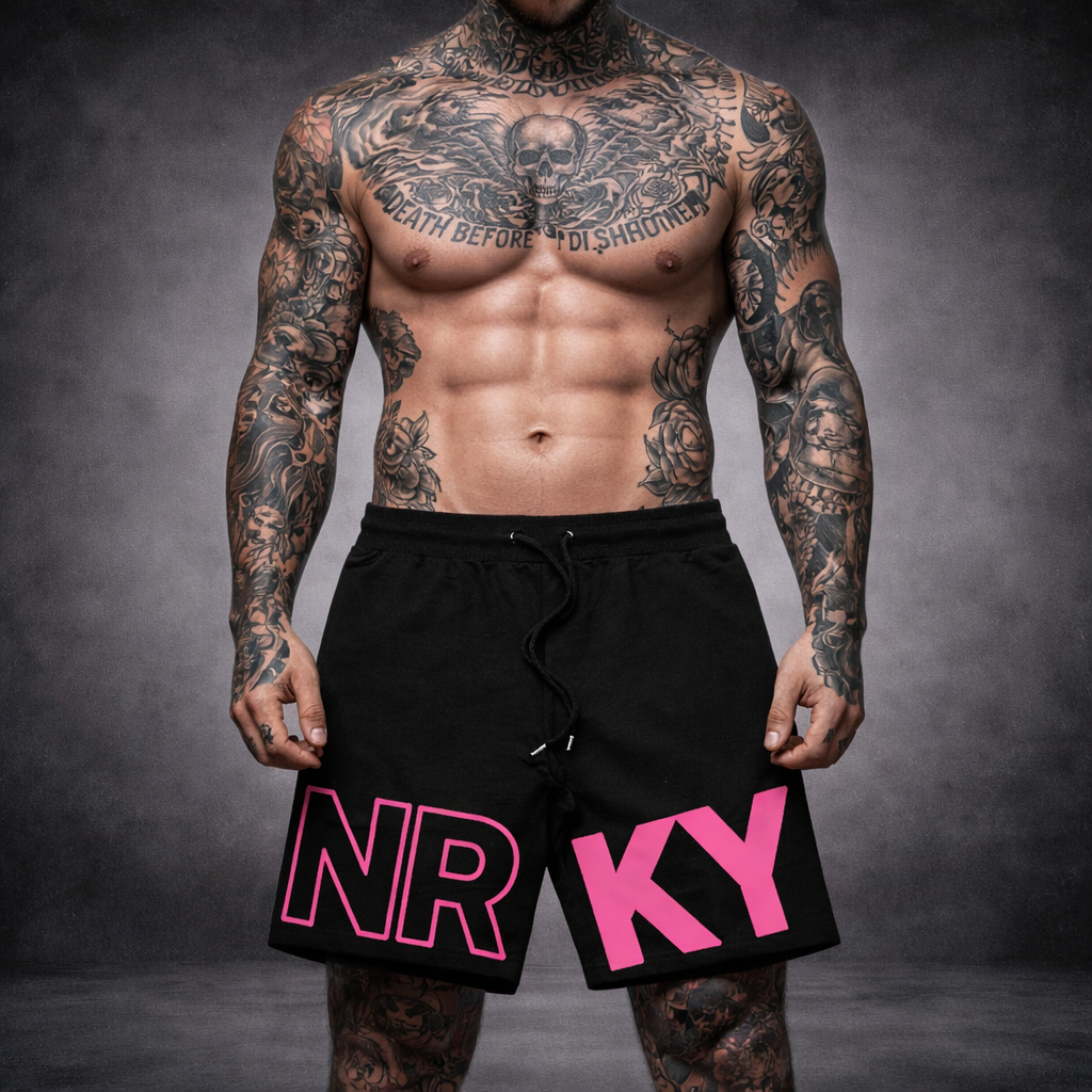 Men's Revolution Shorts - Pink on Black