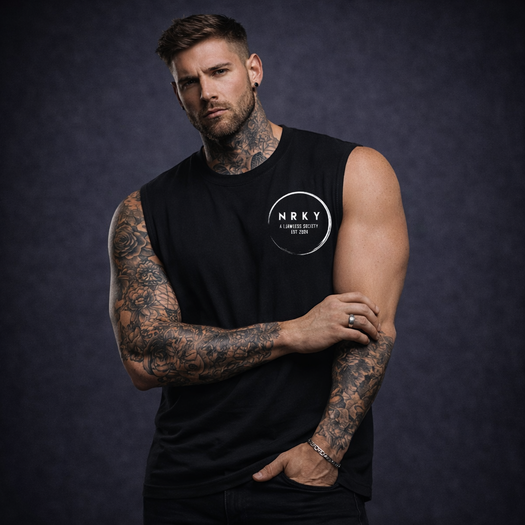 Men's Mayhem Tank - White on Black