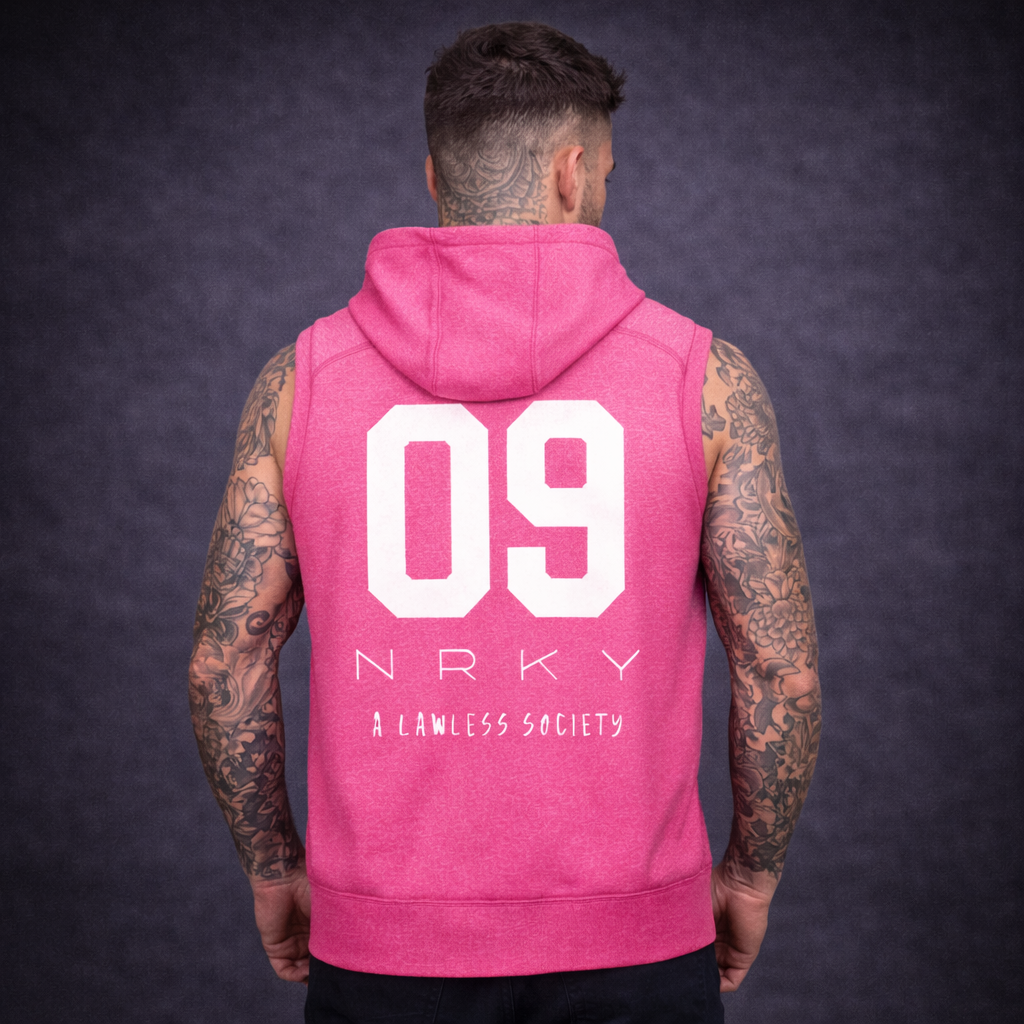 Men's Hooded Riot Tank - White on Pink