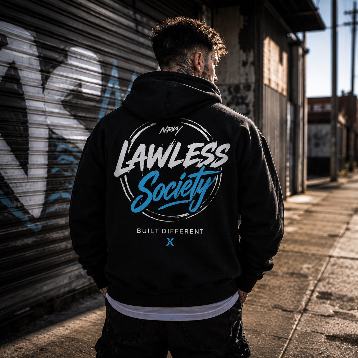 Men's Riot Hoodie - Blue on Black