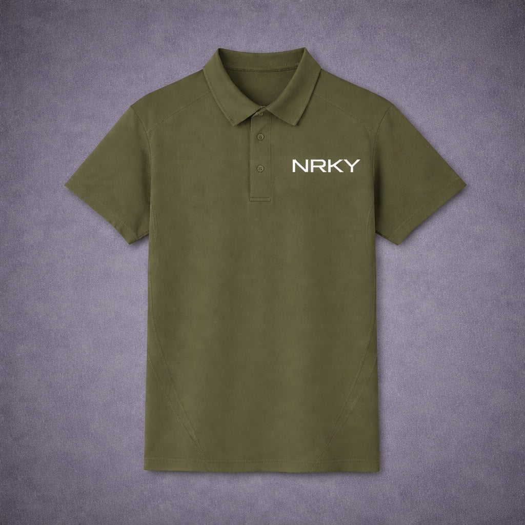 Men's Anarchy Sports Polo - White on Army Green