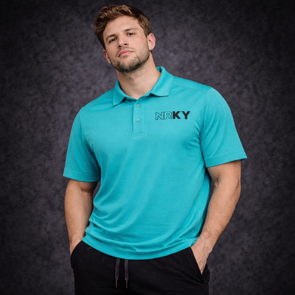 Men's Revolution Sports Polo - Black on Teal
