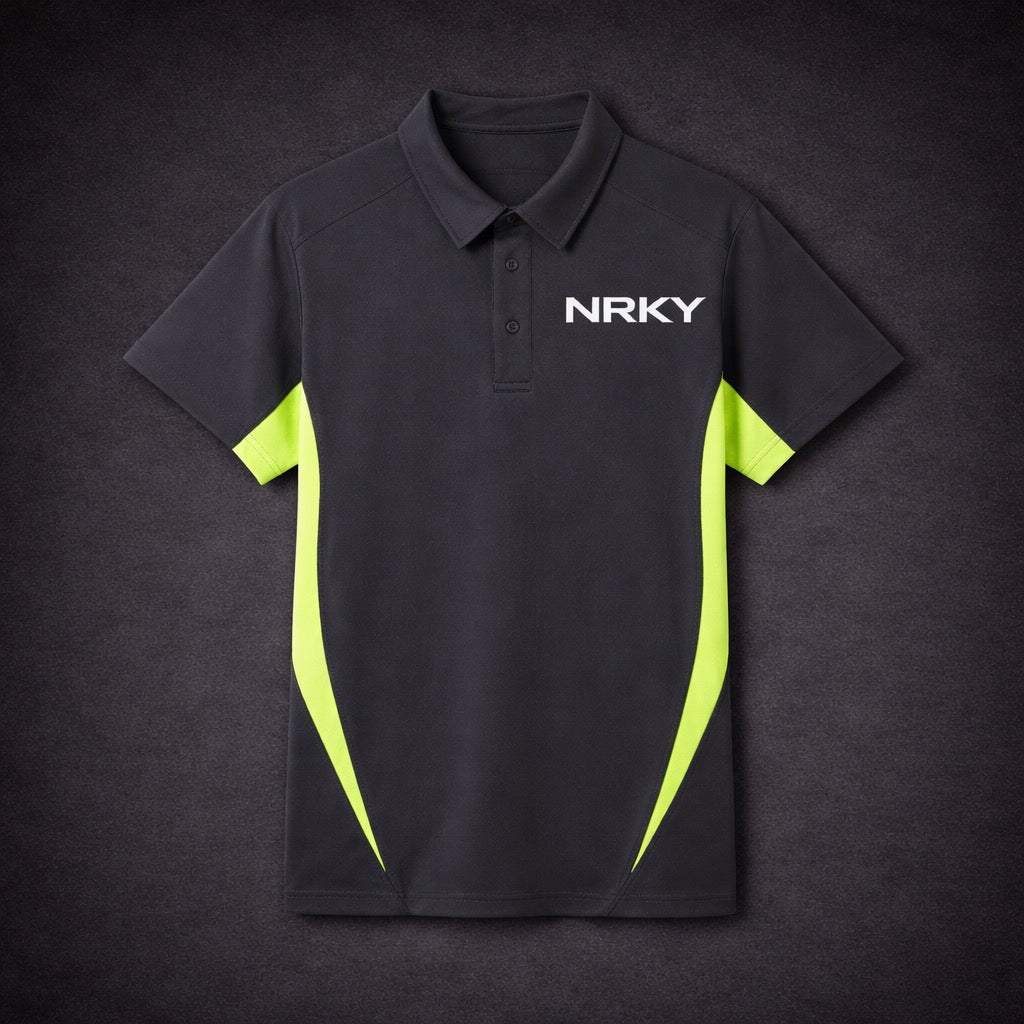 Men's Anarchy Sports Polo - White on Charcoal/Lime