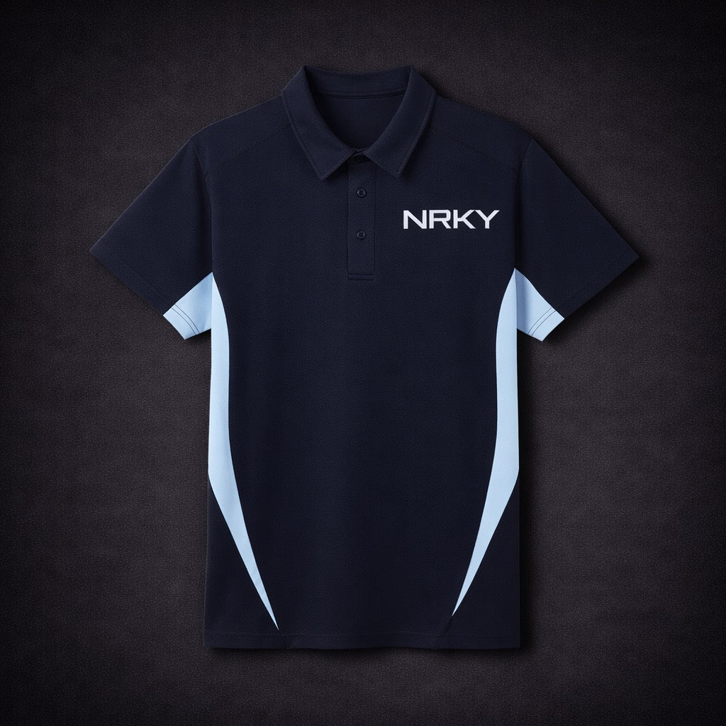 Men's Anarchy Sports Polo - White on Navy/Sky Blue