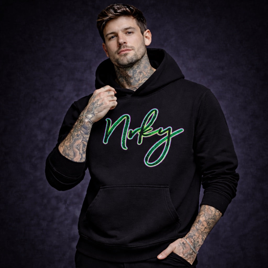 Men's Disobey Hoodie - Green/purple on Black