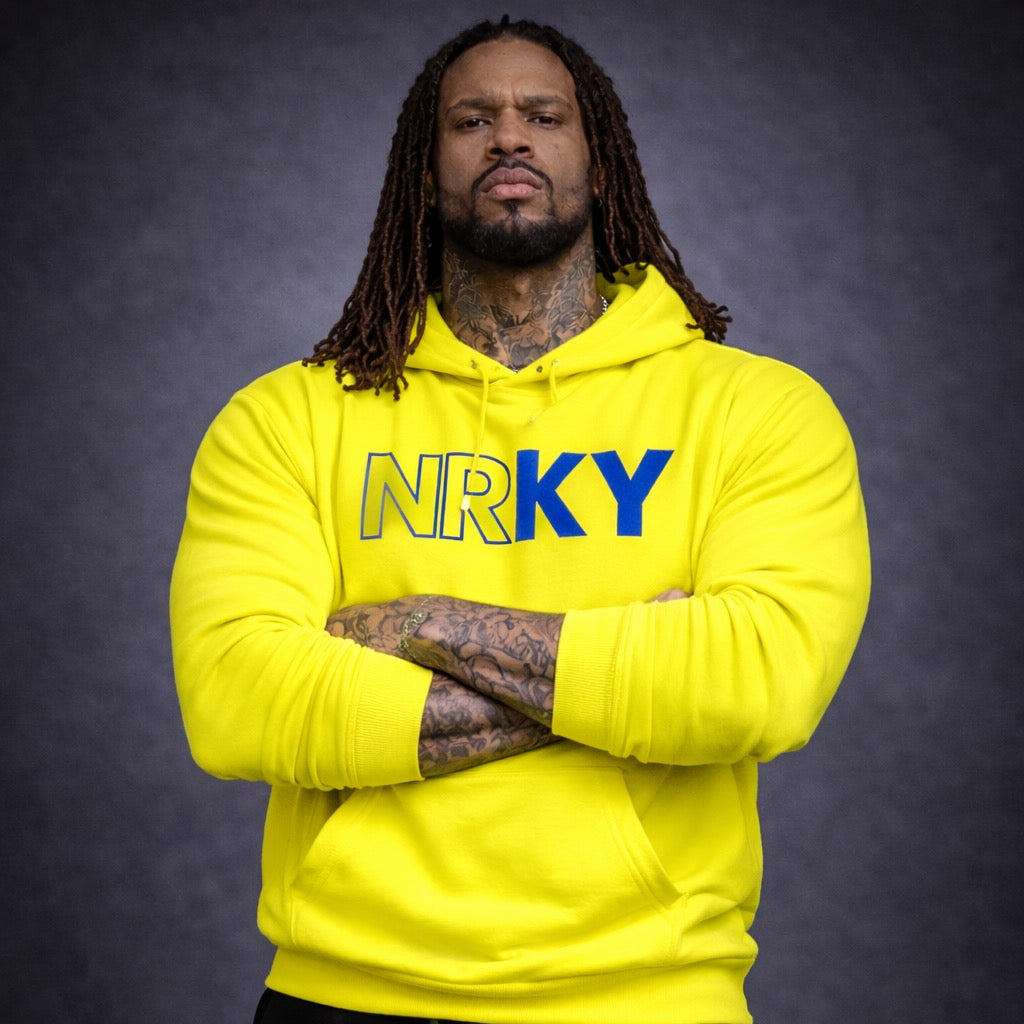 Men's Revolution Hoodie - Blue on Yellow