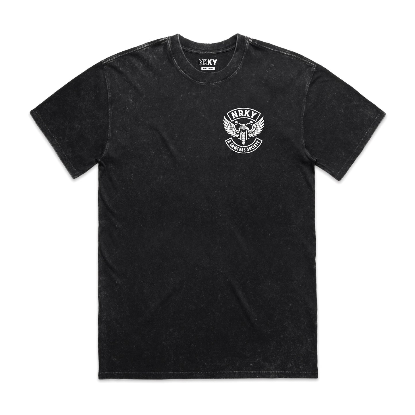 Men’s Disorder Tee - White On Black Stonewash