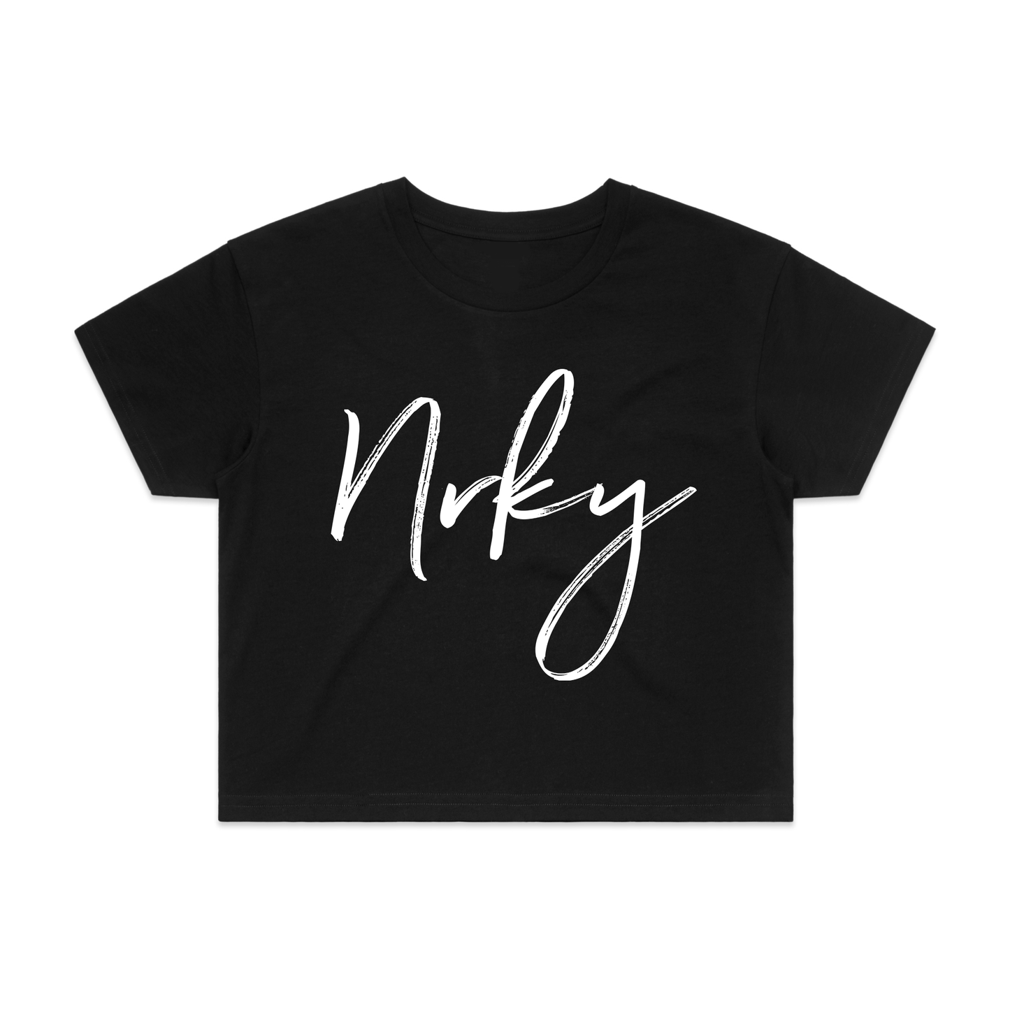 Women's Disobey Cropped Tee - White on Black