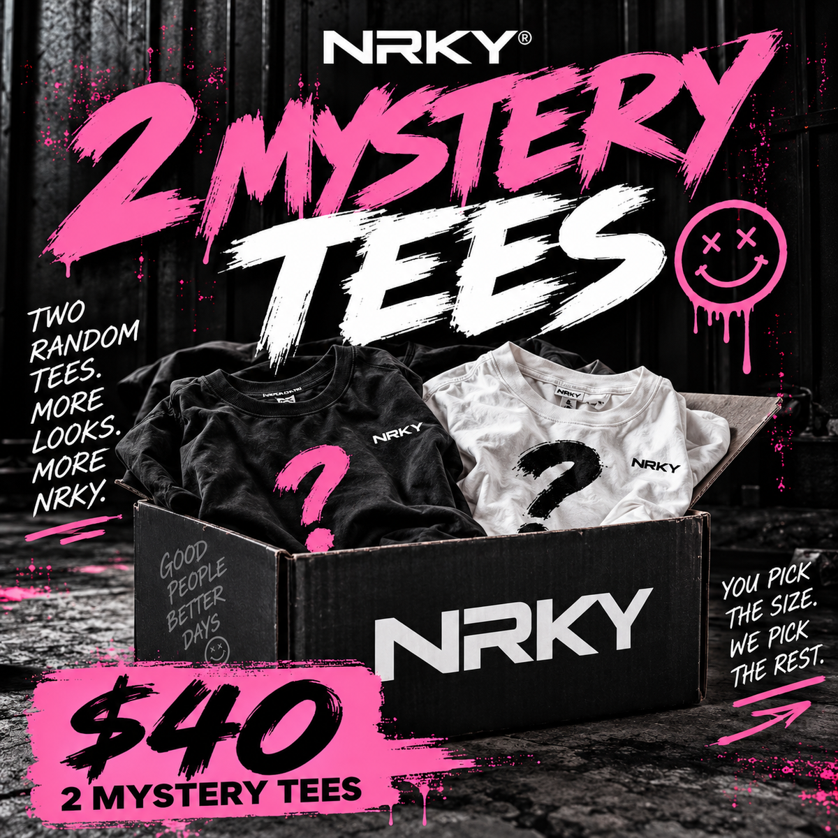 NRKY 2 Mystery Tees $40