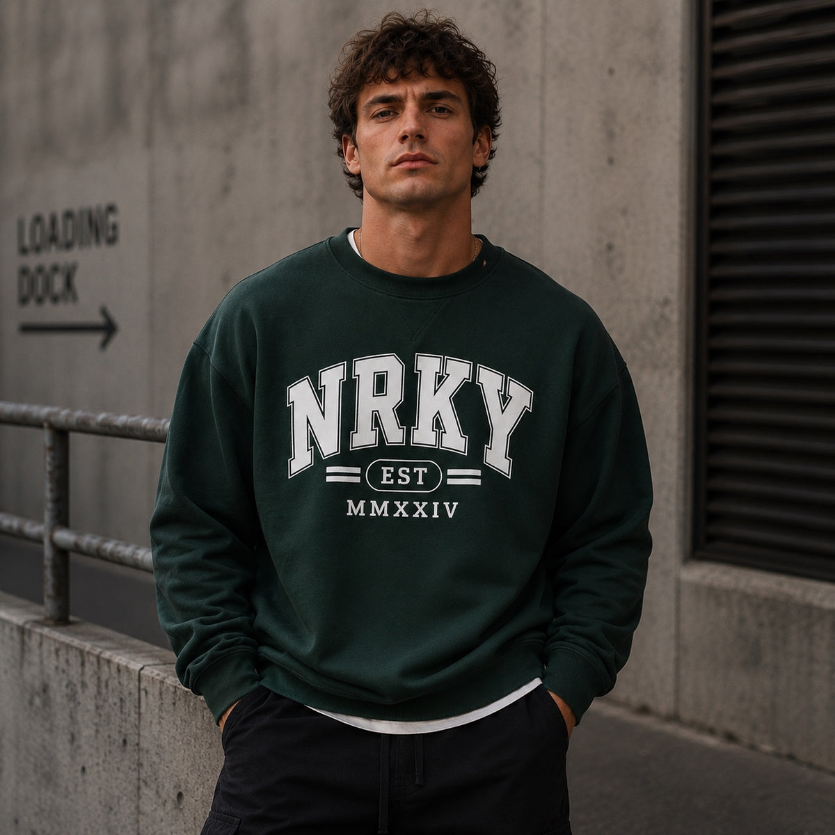 NRKY Chaos forest green crew sweatshirt