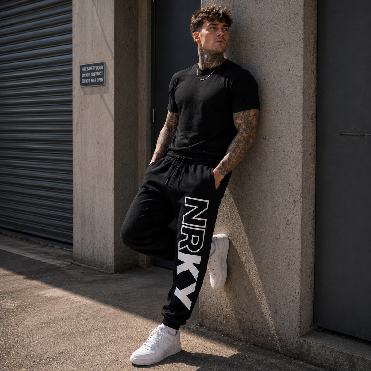 NRKY Men's Revolution Tracksuit Pants white on black alternate view 2