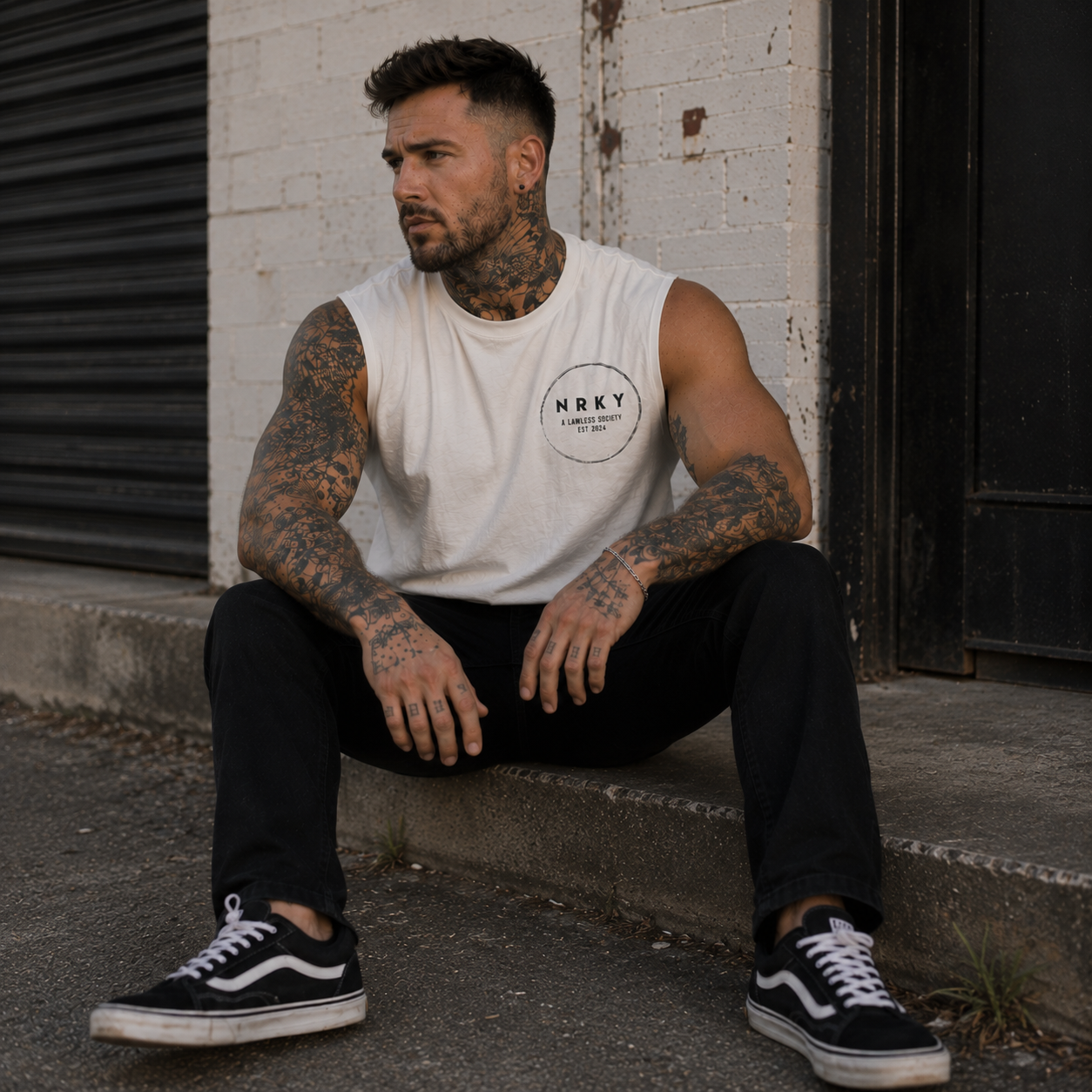 Men's Mayhem Tank - Black on Bone