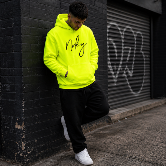 Men’s Disobey Hoodie - Black on Fluoro Yellow
