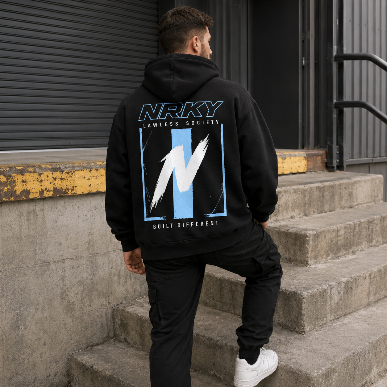 Men's Defiance Hoodie - Blue on Black