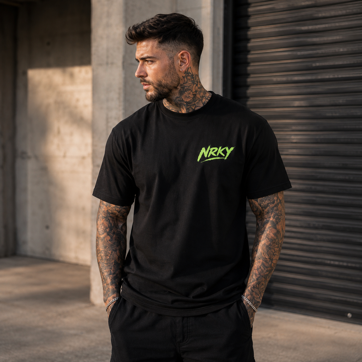 Men’s Disruption Tee - Green on Black