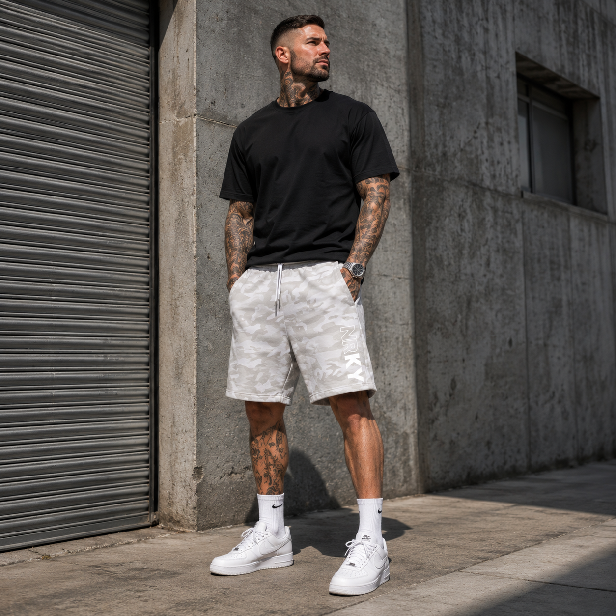 Men's Revolution Shorts- White on White Camo