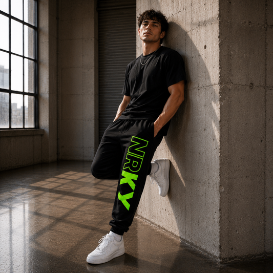 Mens Revolution Tracksuit Pants - Green on Black