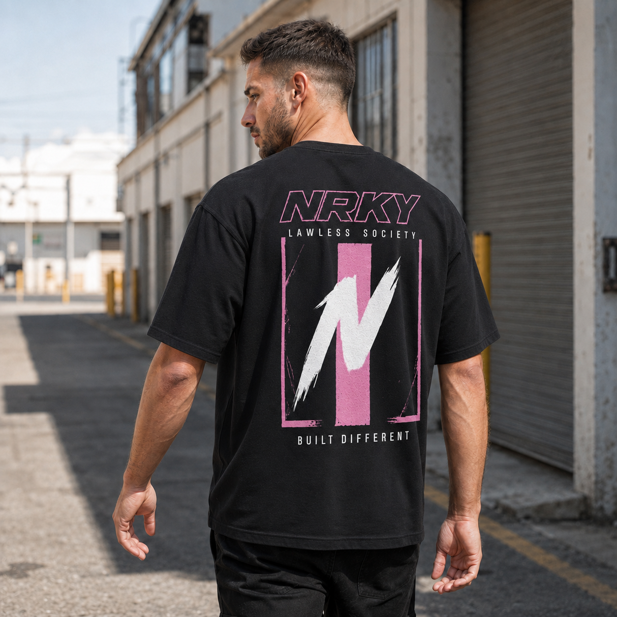 Men's Defiance Tee - Pink on Black