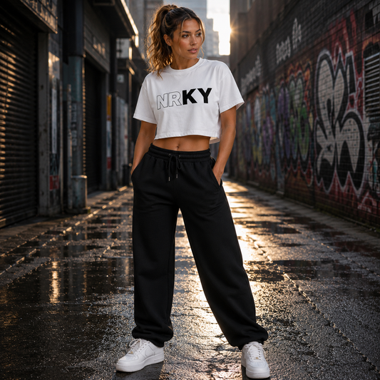 Women's Revolution Cropped Tee - Black on White