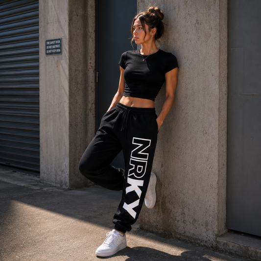Women's Revolution Tracksuit Pants - White on Black