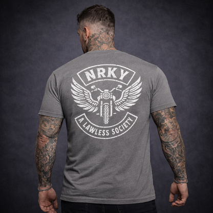 Men’s Disorder Tee - White On Grey Stonewash