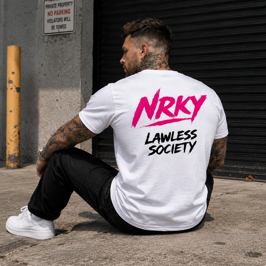 Men’s Disruption Tee - Pink on White