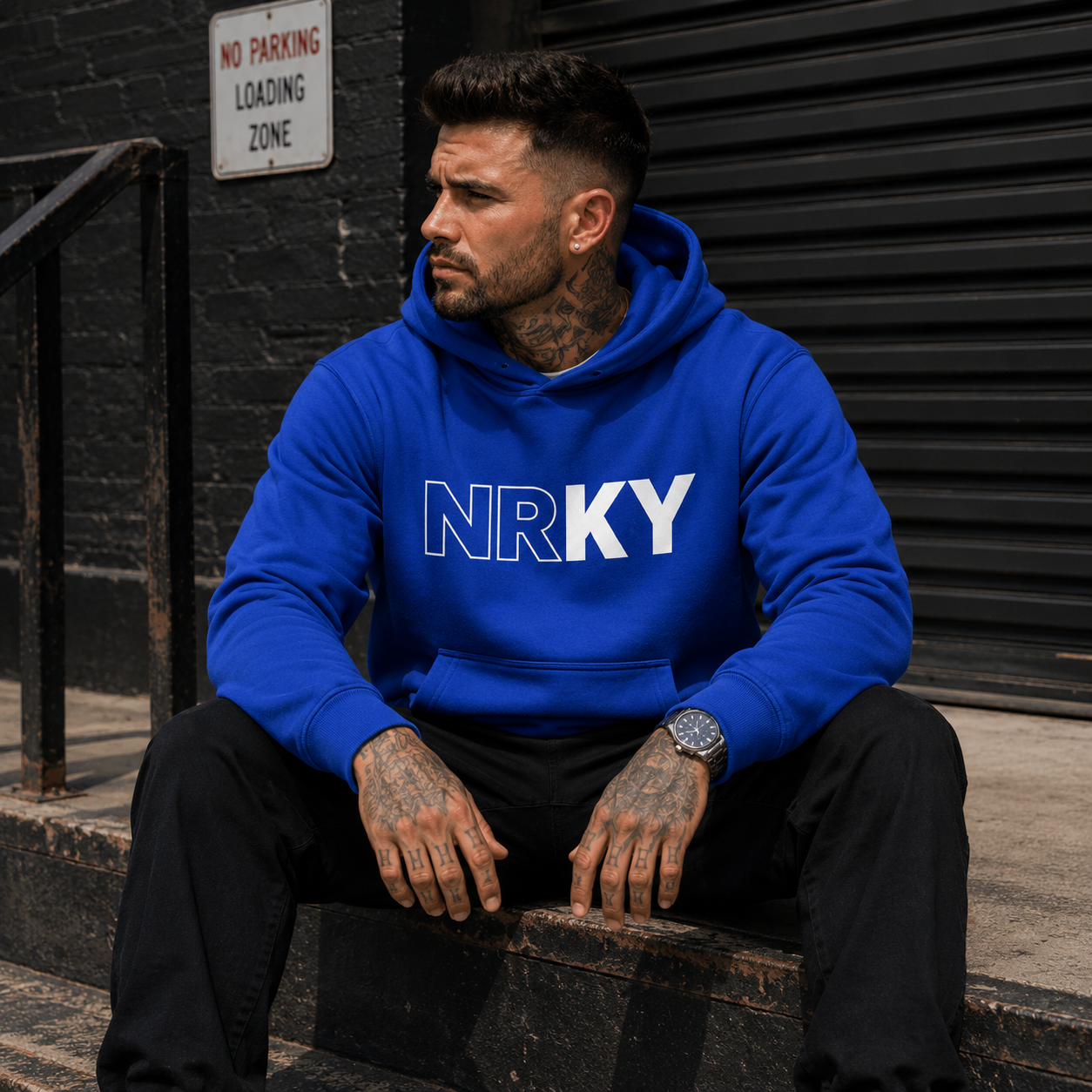 Men's Revolution Hoodie - White on Blue