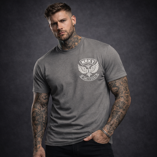 Men’s Disorder Tee - White On Grey Stonewash