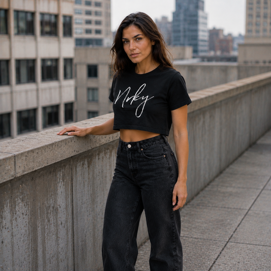 Women's Disobey Cropped Tee - White on Black