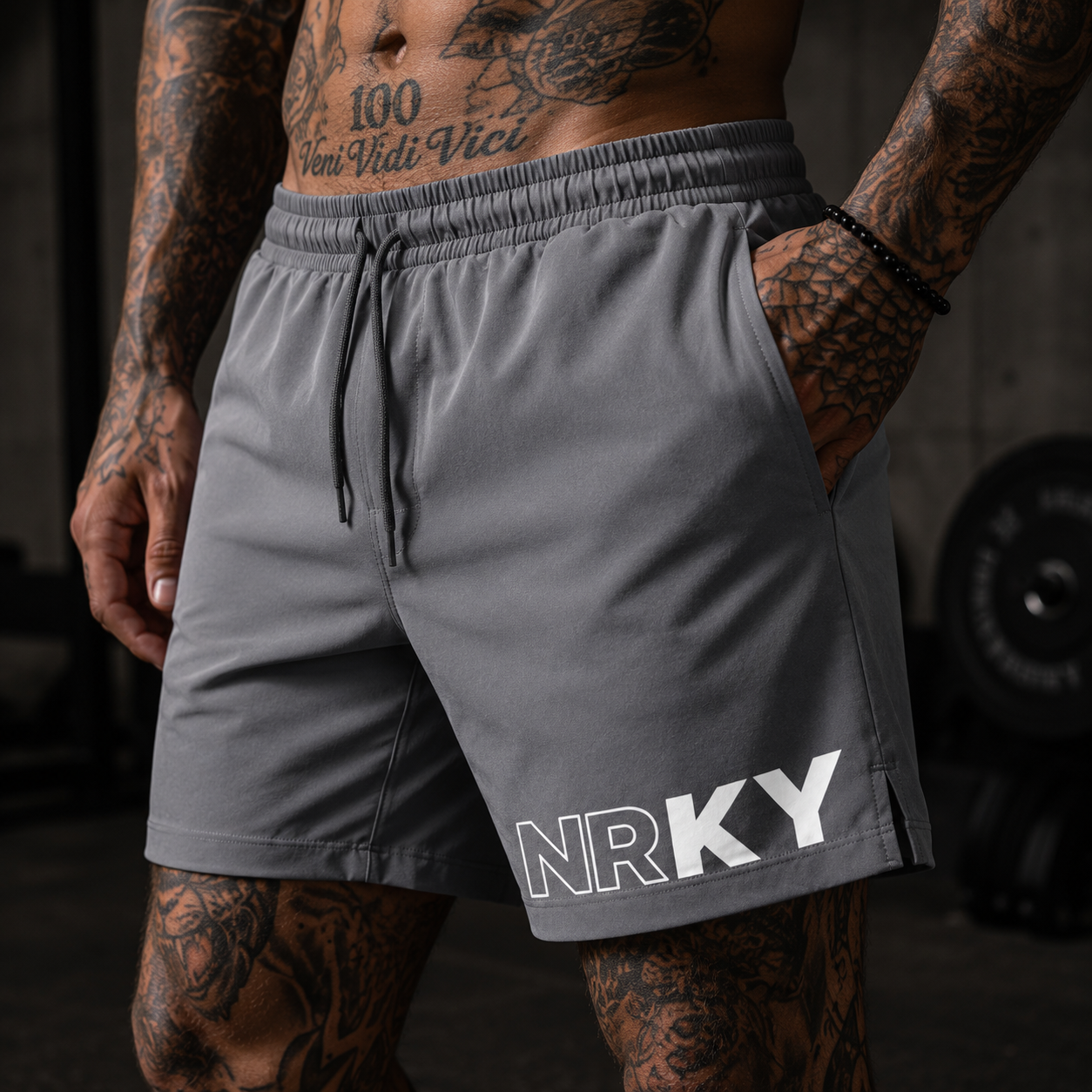 Men's Revolution Sports Shorts - White on Grey