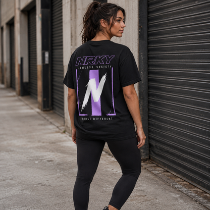 Women's Defiance Tee - Purple on Black