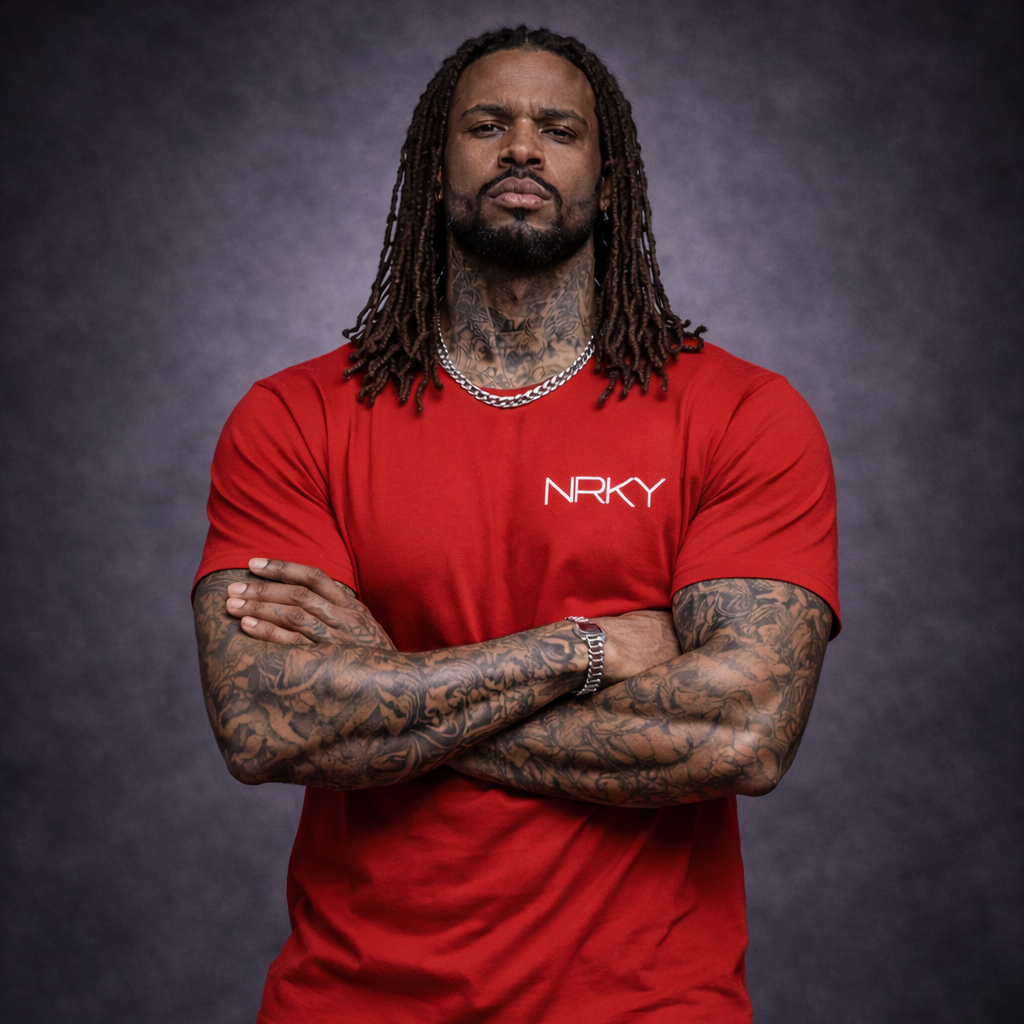 Men’s Anarchy Tee -  White on Red