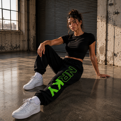 Women's Revolution Tracksuit Pants - Green on Black