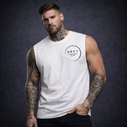 Men's Mayhem Tank - Black on White