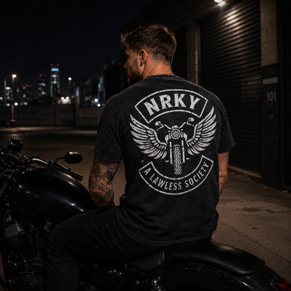 Men’s Disorder Tee - White On Black Stonewash