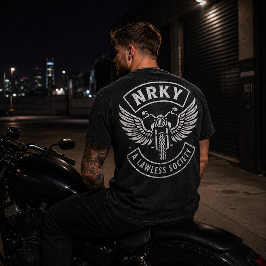 Men’s Disorder Tee - White On Black Stonewash