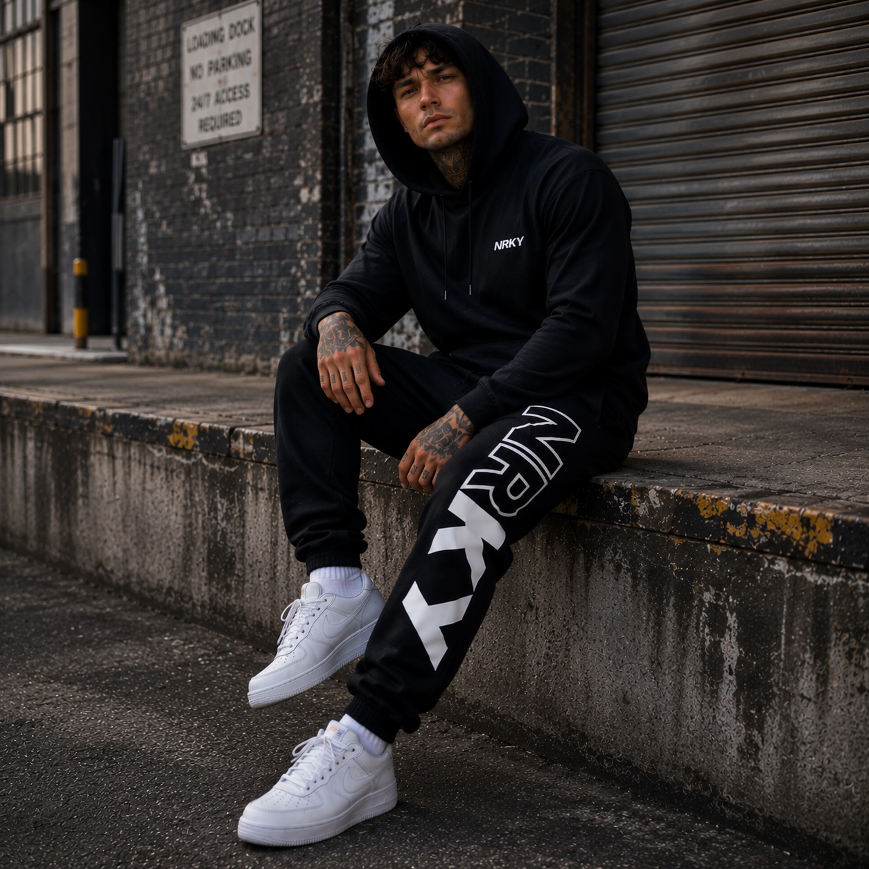 Mens Revolution Tracksuit Pants - White on Black