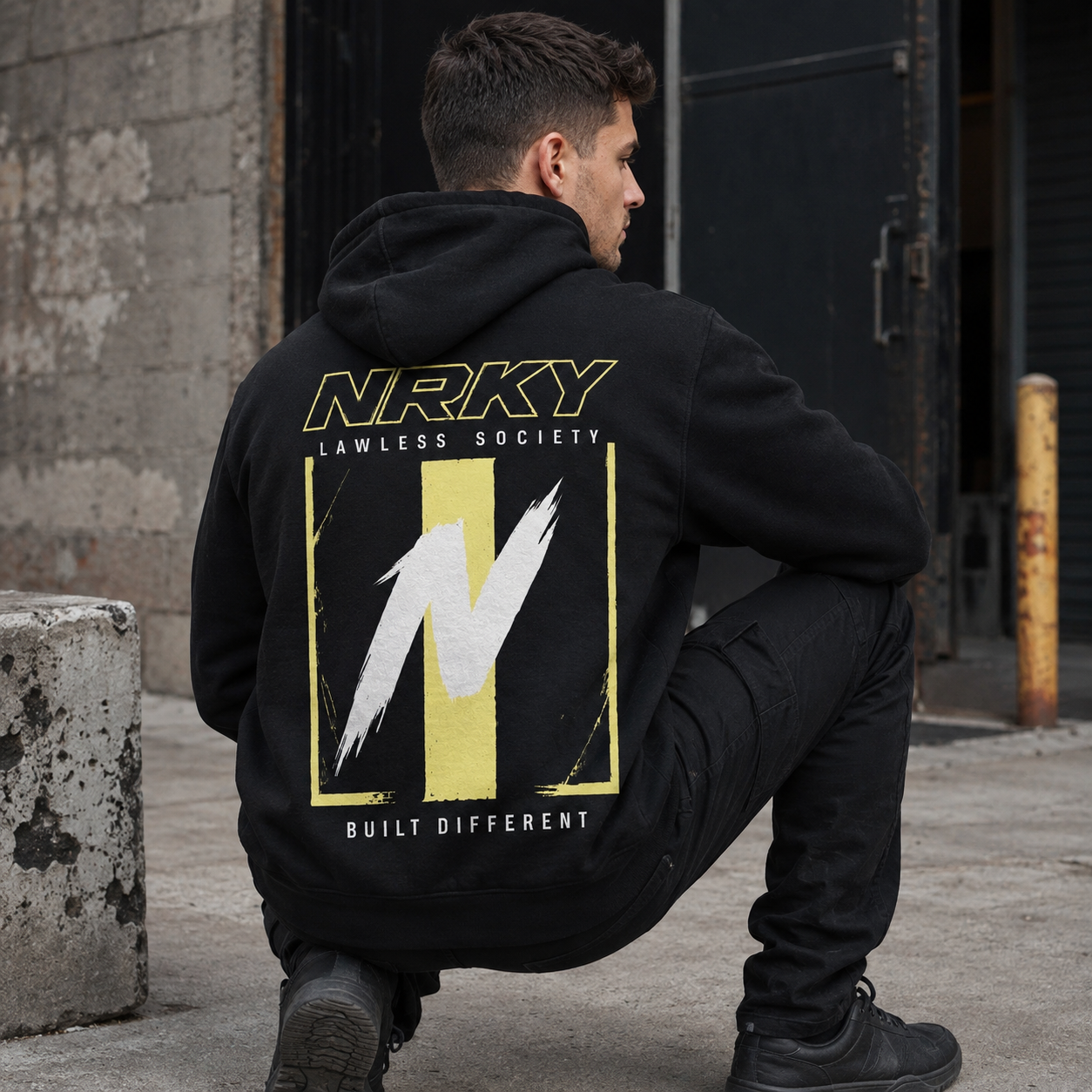 Men's Defiance Hoodie - Yellow on Black