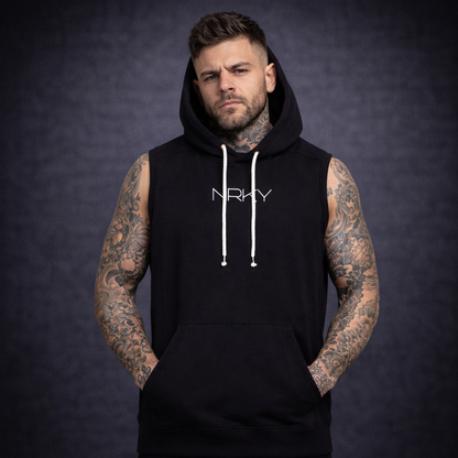 Men's Hooded Riot Tank - White on Black