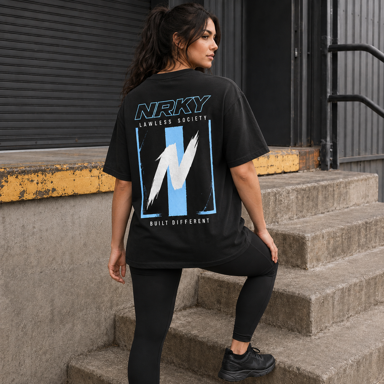 Women's Defiance Tee - Blue on Black
