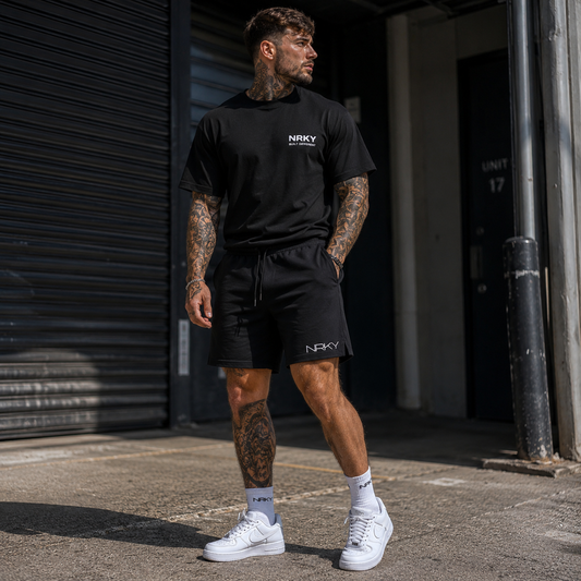 Men's Anarchy Sports Shorts - White on Black