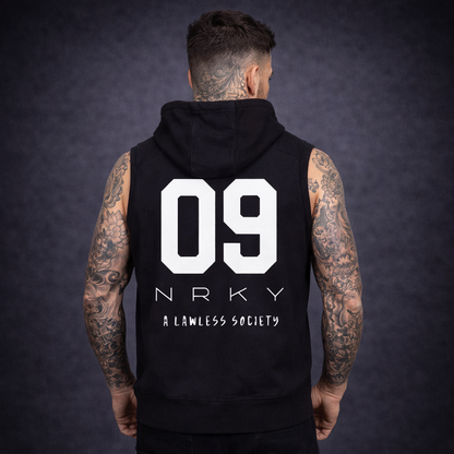 Men's Hooded Riot Tank - White on Black