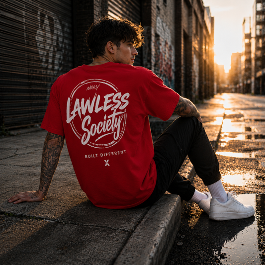 Men's Riot Tee - White on Red