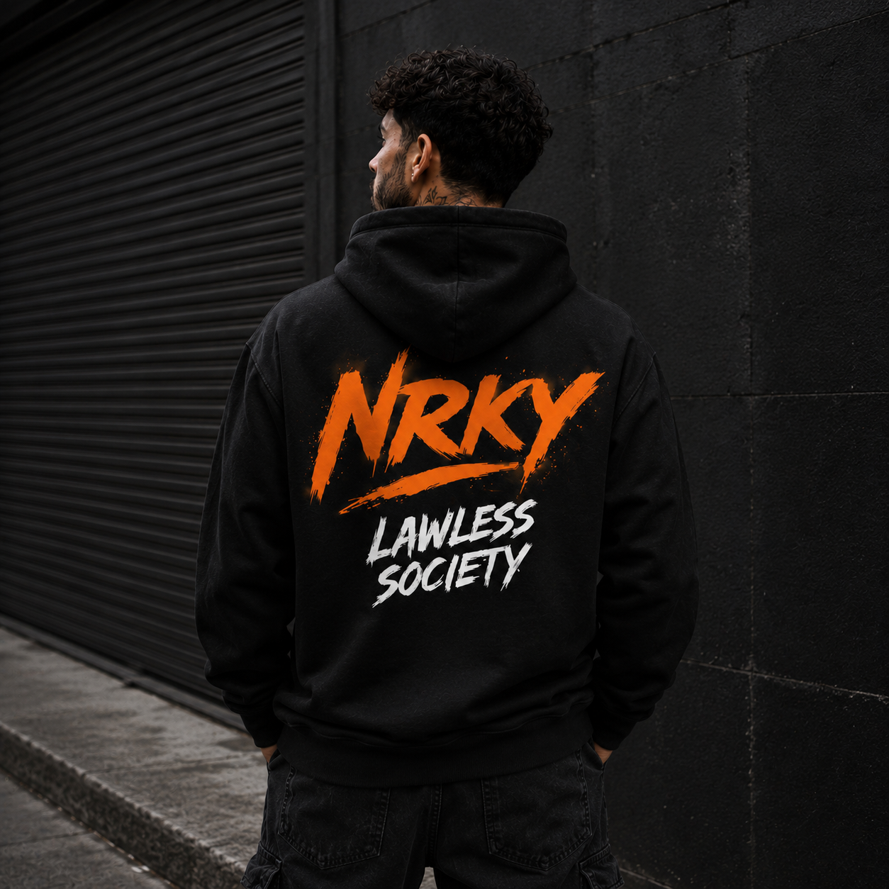 Men’s Disruption Hoodie - Orange on Black