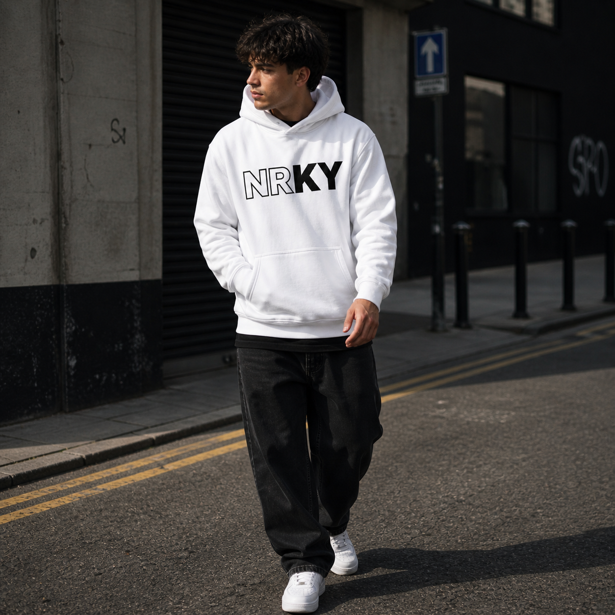 Men's Revolution Hoodie - Black on White