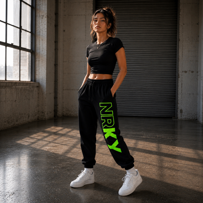 Women's Revolution Tracksuit Pants - Green on Black
