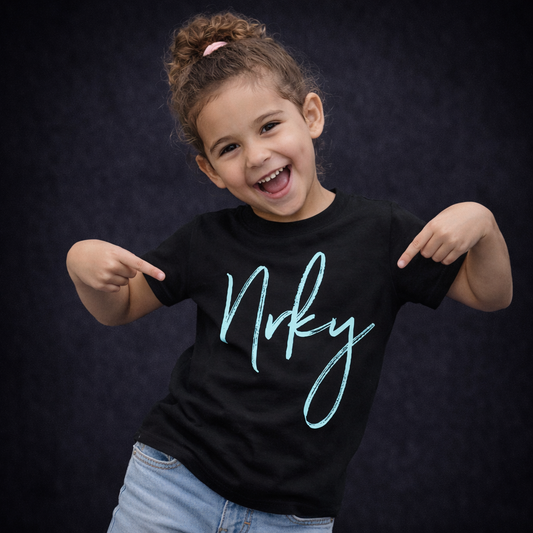 Kid's Disobey Tee - blue on black