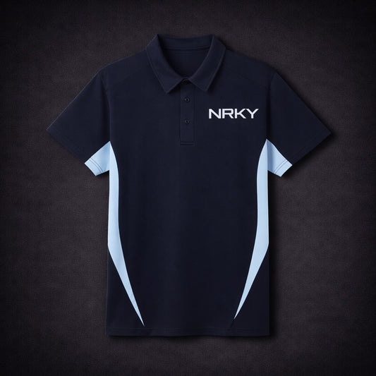 Men's Anarchy Sports Polo - White on Navy/Sky Blue