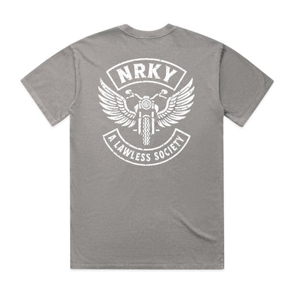 Men’s Disorder Tee - White On Grey Stonewash